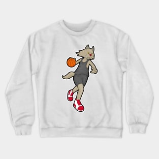 Cat as Basketball player with Basketball Crewneck Sweatshirt